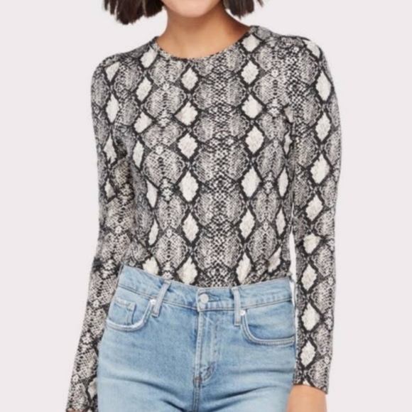 Sunday in Brooklyn Tops - Sunday in Brooklyn Ashton Snakeskin Print Long Sleeve Top XS